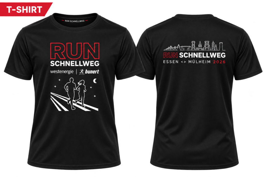 Funktionsshirt des RUNschnellweg 2026, Vorder- und Rückseite
